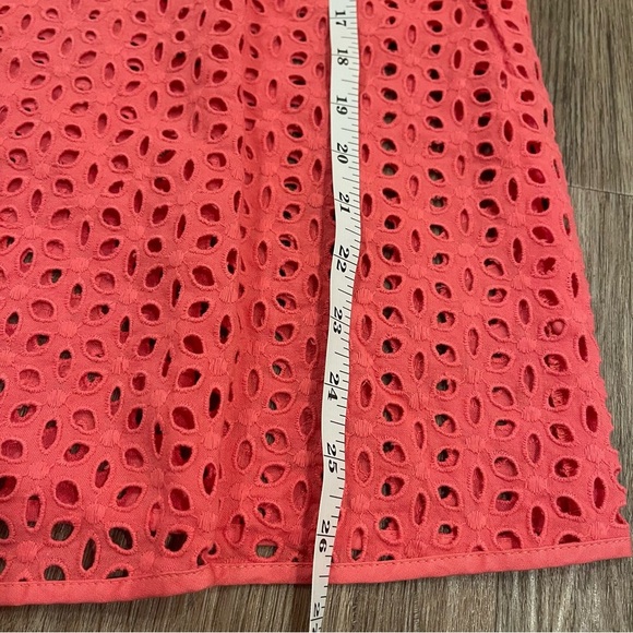 Susan Graver Button Up Shirt Women’s XL Coral Eyelet Cotton Long Sleeves Spring - Picture 6 of 8